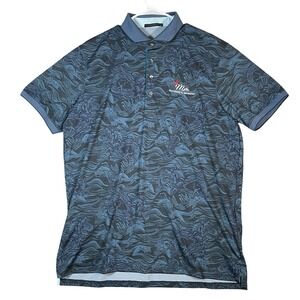 Greyson Polo Shirt Mens XL Aegean Blue Magic Dragon Print Logo Golf Performance